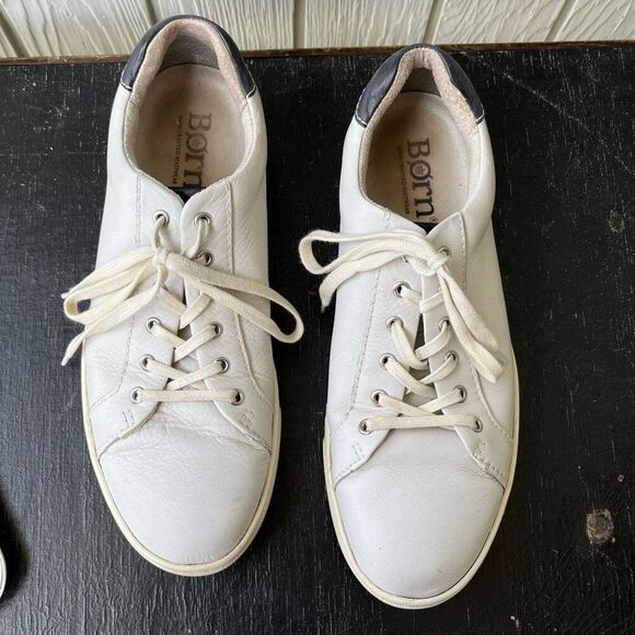 Born White Leather Lace Up Sneakers Size 9.5M Casual Comfort Shoes - Picture 7 of 10